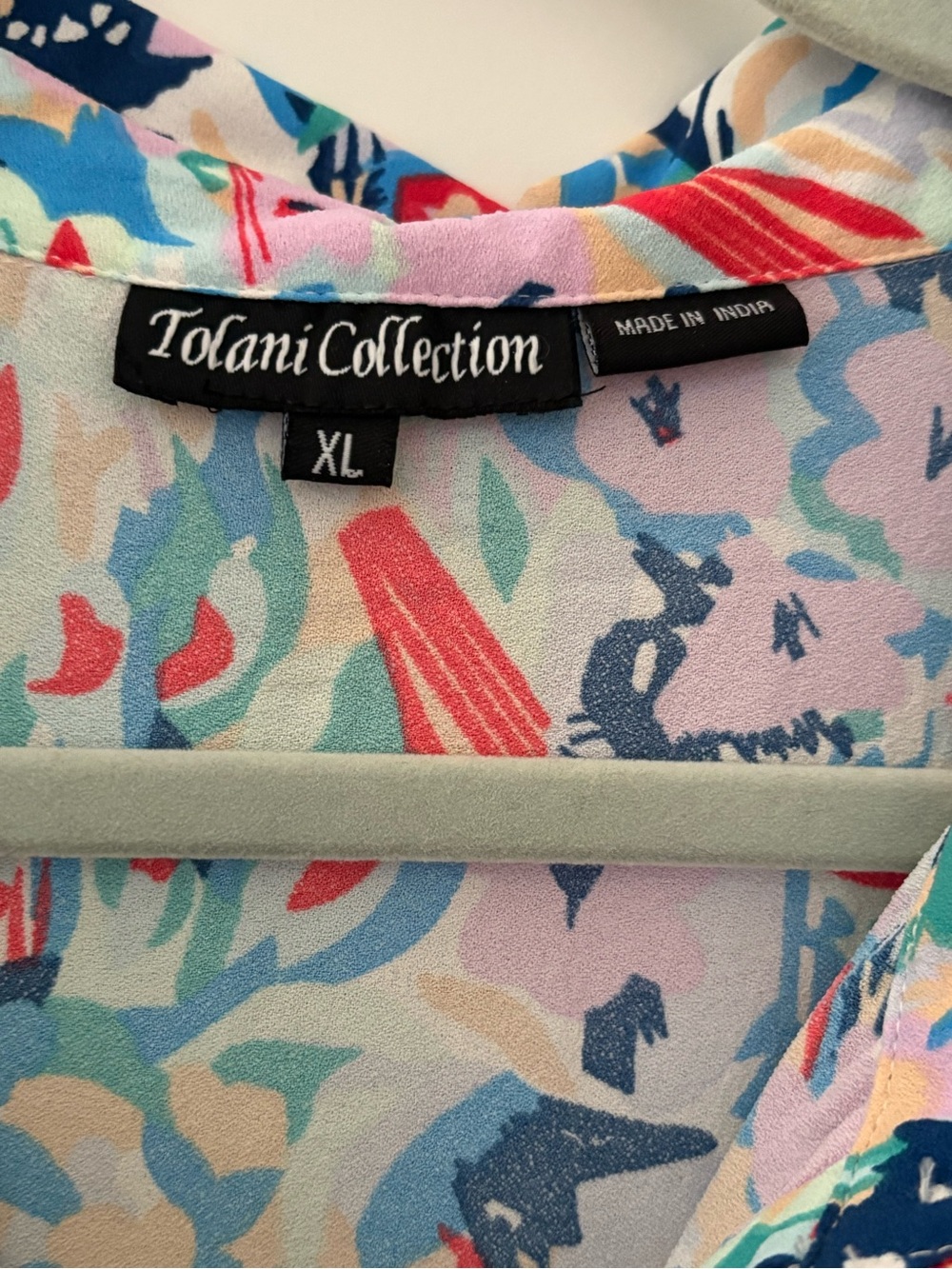 TOLANI Olivia Mini Babydoll Shirt Dress Retro Abstract Button Dopamine XL - Picture 4 of 9